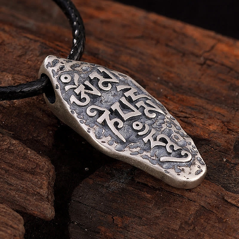 Fortune Jewel Tibetan 925 Sterling Silver Om Mani Padme Hum Dorje Vajra Engraved Strength Necklace Pendant