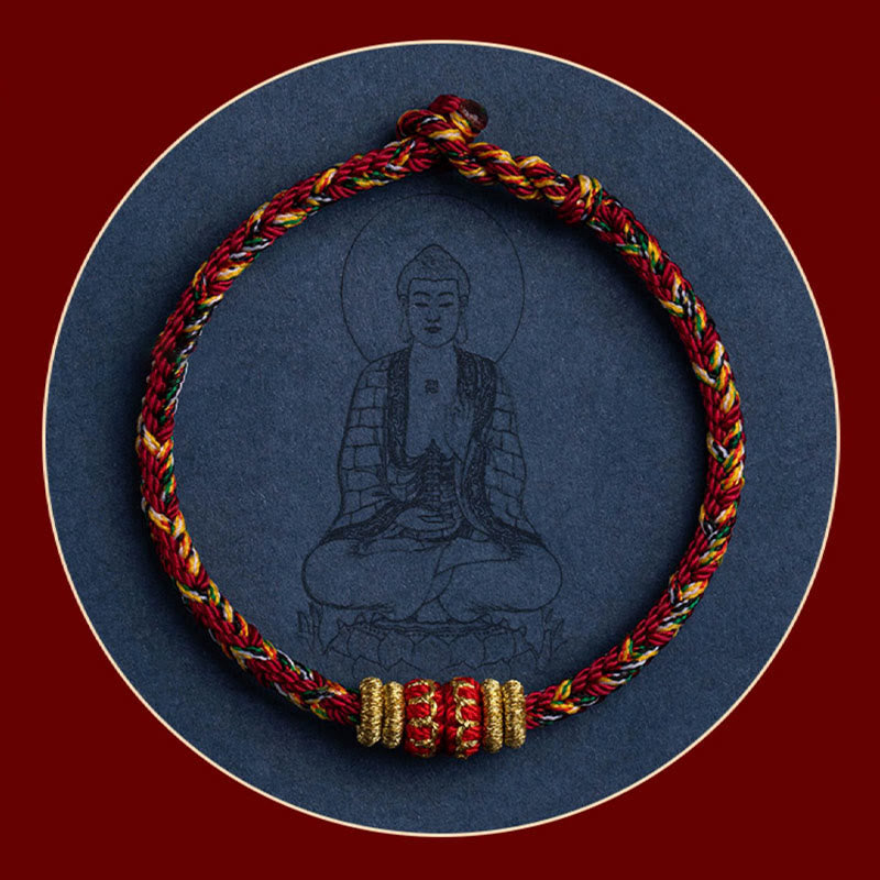 Fortune Jewel Tibet Handmade Chinese Zodiac Natal Buddha Luck Strength Braided String Bracelet