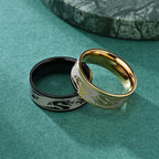 Fortune Jewel Dragon Carved Protection Strength Titanium Steel Ring Fortune Jewel