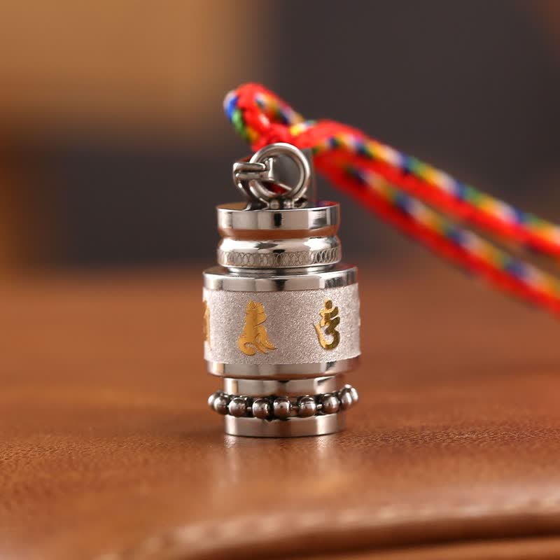 Fortune Jewel Tibet Om Mani Padme Hum Shurangama Mantra Titanium Steel Wisdom Amulet Necklace Pendant