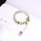 Fortune Jewel 925 Sterling Silver Jade Luck Flower Butterfly Bracelet