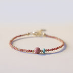 Fortune Jewel 14K Gold Plated Natural Rhodonite Loving Energy Chain Bracelet