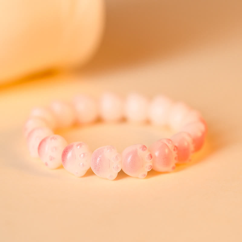 Fortune Jewel Natural Bodhi Seed Lovely Paw Lucky Cat Paw Peace Bracelet