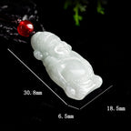 Fortune Jewel Natural Jade Chinese God of Wealth Caishen Ingot Luck Necklace Pendant