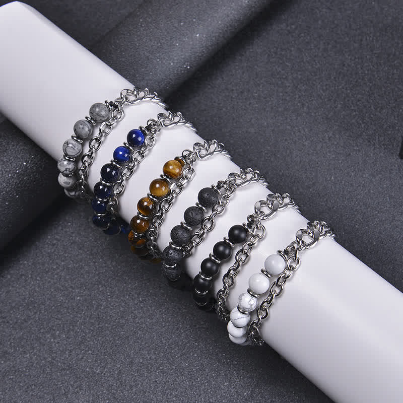 Fortune Jewel Tiger Eye Picasso Jasper Frosted Stone Strength Bracelet