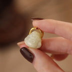 Fortune Jewel 925 Sterling Silver Natural Hetian Jade Laughing Buddha Abundance Chain Necklace Pendant Fortune Jewel