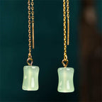 Fortune Jewel Jade Bamboo Pattern Luck Drop Earrings