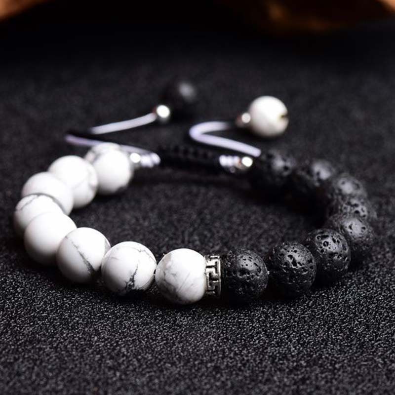 Fortune Jewel Yin Yang Lava Stone Protection Bracelet