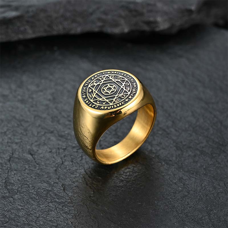 Fortune Jewel 12 Constellations of the Zodiac Star of David Protection Ring