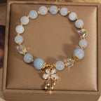 Fortune Jewel Aquamarine Pink Crystal Healing Zircon Butterfly Charm Bracelet