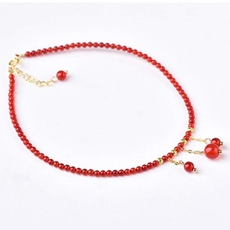 Fortune Jewel Red Agate Confidence Calm Anklet