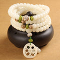 Fortune Jewel White Bodhi Seed Mala 108 Beads Luck Bracelet