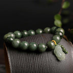 Buddha & Karma Green Jade Bracelet with Pixiu - Invite Wealth & Calming Energies
