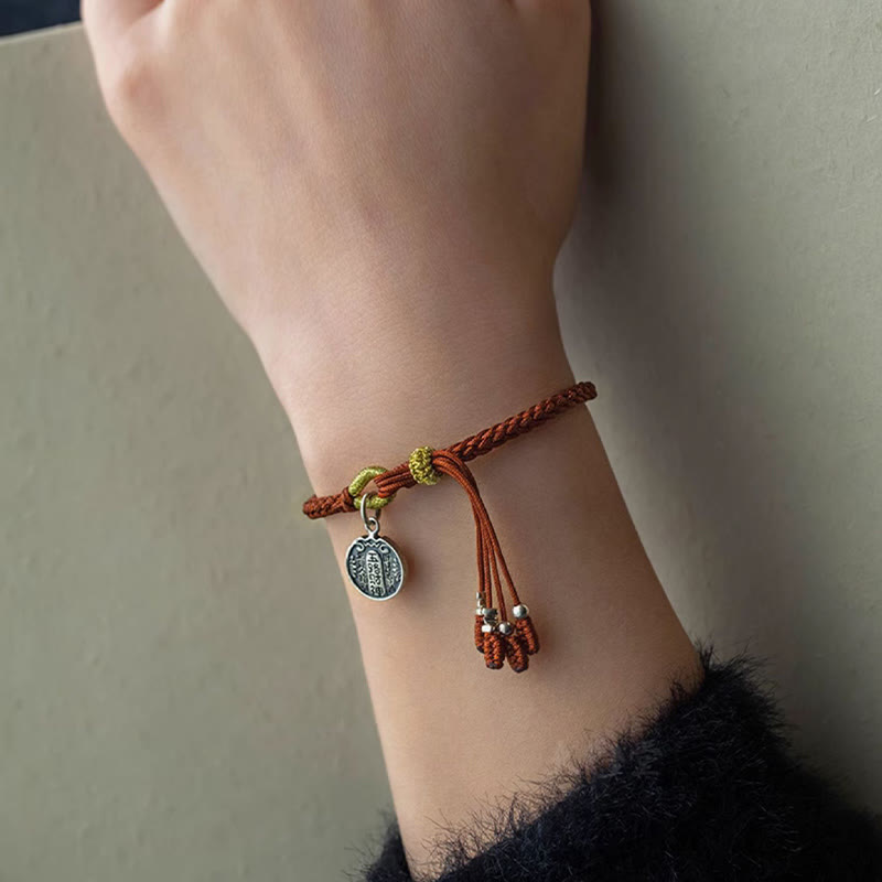 Fortune Jewel Handmade 925 Sterling Silver Five Directions Gods of Wealth Luck Protection String Braid Bracelet