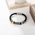 Fortune Jewel Tang Dynasty Flower Design Luck Stainless Steel Buckle Leather Bracelet