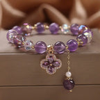 Buddha Stones "All the best for Calm and Wisdom" Amethyst Flower Bracelet Includes Gift Message Card Fortune Jewel