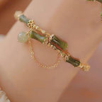 Fortune Jewel Bamboo Jade Pattern Luck Bracelet Bangle