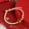 Fortune Jewel Handmade Mountain and Sea Engraved Luck Two-Color String Couple Bracelet