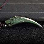 Fortune Jewel Natural Black Obsidian Ice Obsidian Rainbow Obsidian Wolf Tooth Pattern Strength Necklace Pendant