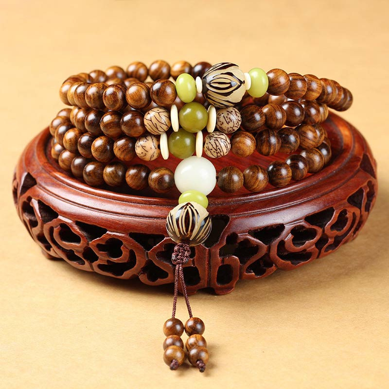 Fortune Jewel Tibetan Rosewood Mala Protection Calm Bracelet