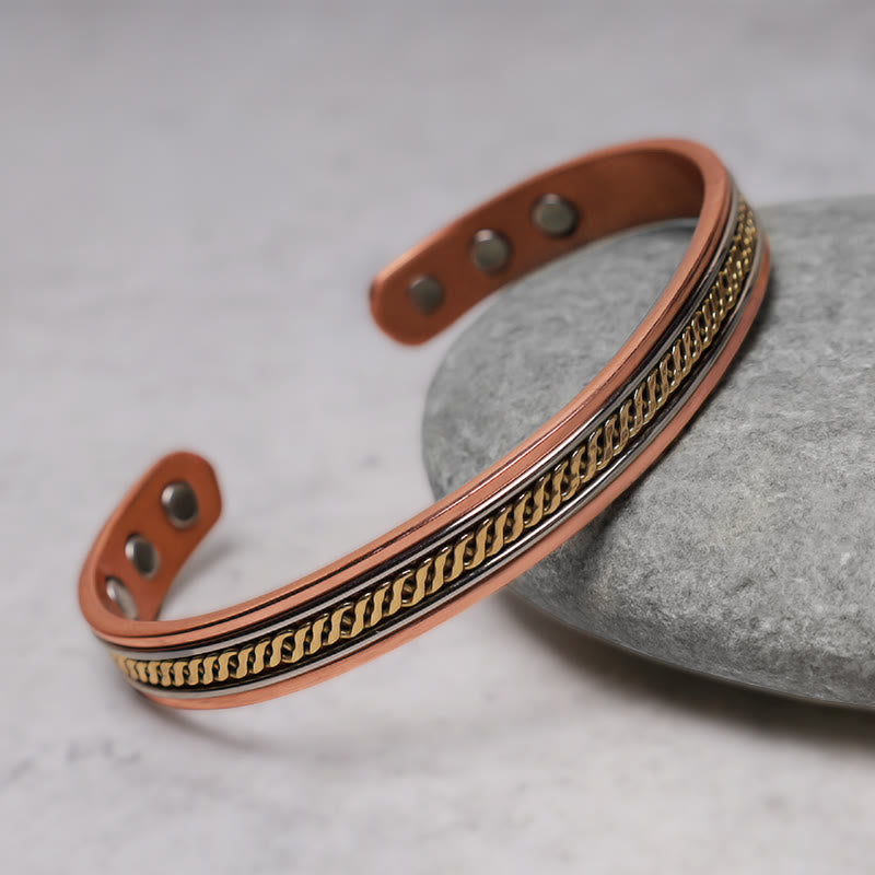Fortune Jewel Magnetic Copper Balance Adjustable Cuff Bracelet Bangle Ring