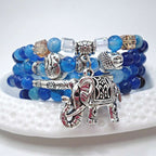 Fortune Jewel Natural Agate Elephant Buddha Hope Bracelet