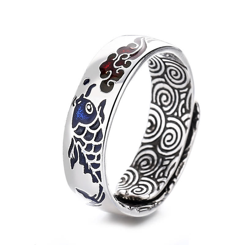 Fortune Jewel Koi Fish Auspicious Cloud Design Luck Wealth Ring