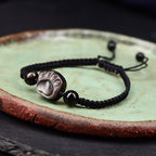 Fortune Jewel Natural Silver Sheen Obsidian Gold Sheen Obsidian Cute Cat Paw Claw Protection Rope Bracelet