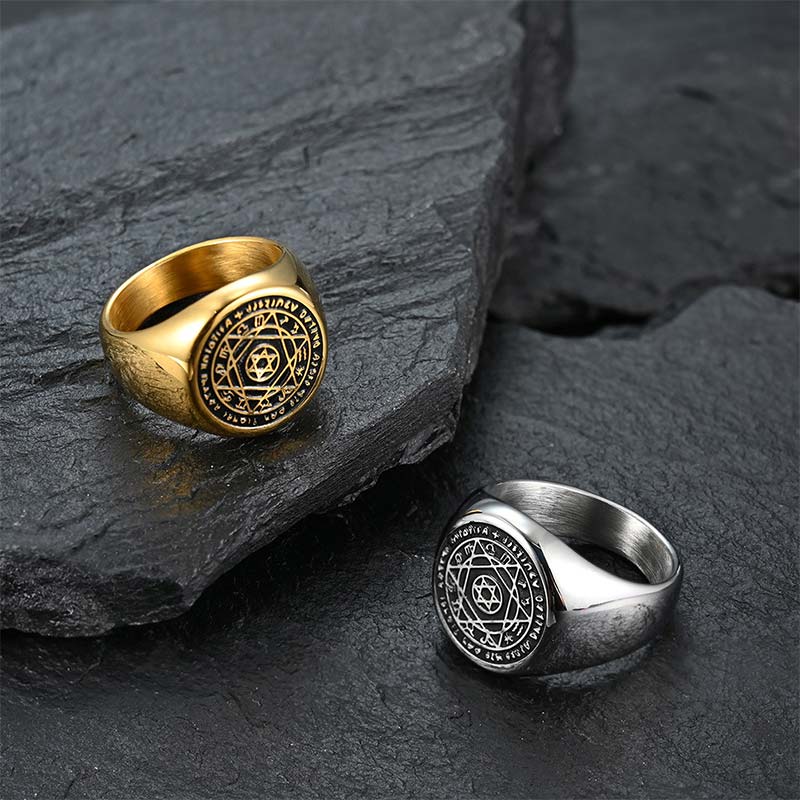 Fortune Jewel 12 Constellations of the Zodiac Star of David Protection Ring