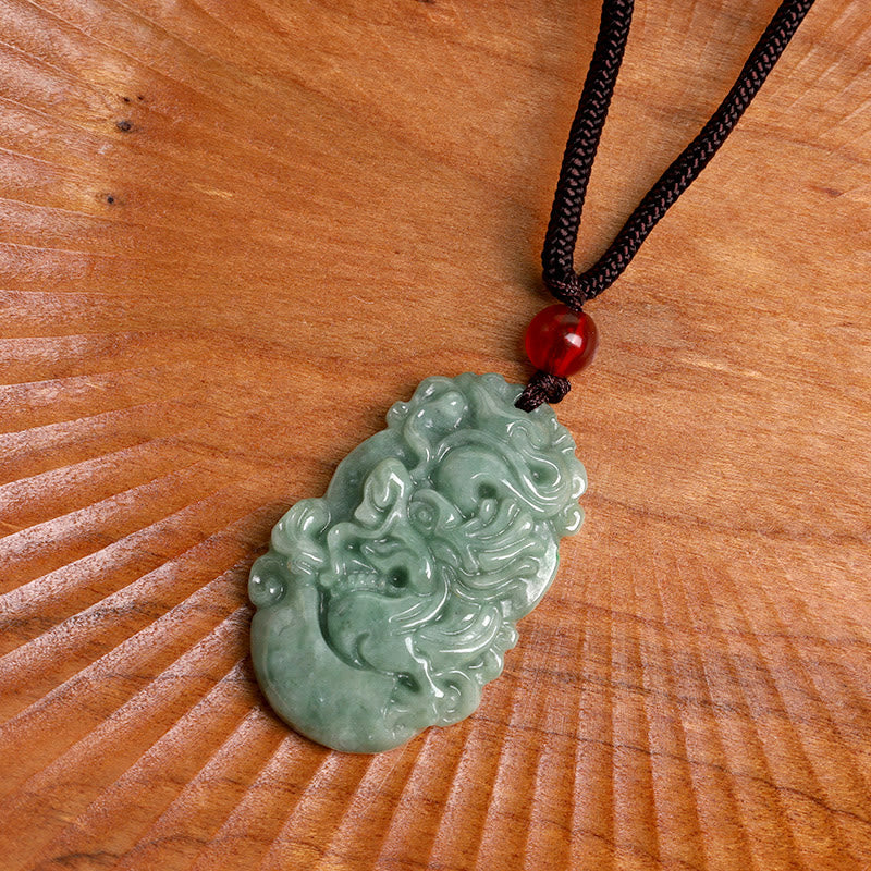 Buddha Stones Natural Jade 12 Chinese Zodiac Prosperity Necklace Pendant Fortune Jewel