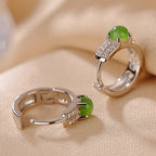 Fortune Jewel 925 Sterling Silver Round Cyan Jade Success Stud Earrings