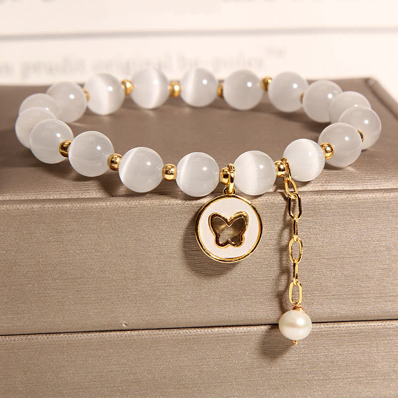 Fortune Jewel Cat's Eye Butterfly Charm Love Bracelet
