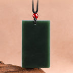 Fortune Jewel Hetian Cyan Jade Dragon Engraved Success Necklace Pendant Fortune Jewel