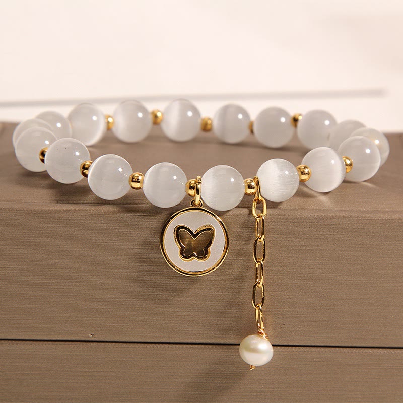Fortune Jewel Cat's Eye Butterfly Charm Love Bracelet