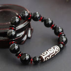 Fortune Jewel Black Onyx Nine-Eye Dzi Bead Wealth Protection Bracelet