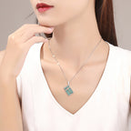 Fortune Jewel Natural Jade Abacus Pattern Abundance Titanium Steel Chain Necklace Pendant