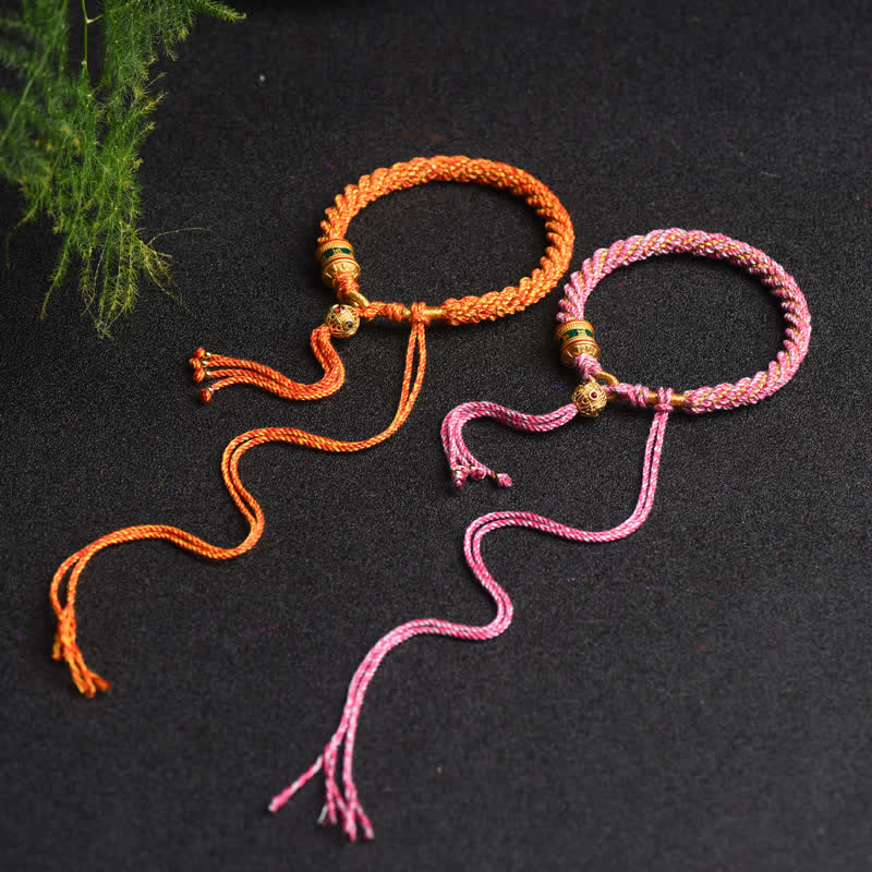Fortune Jewel Tibetan Handmade Luck Prayer Wheel Bead Charm Weave Colorful String Bracelet