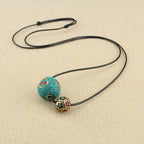 Fortune Jewel Tibetan Turquoise Double Bead Protection Strength Necklace Pendant