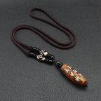 Fortune Jewel Tibet Om Mani Padme Hum Dzi Bead Avalokitesvara Pattern Wealth Necklace Pendant