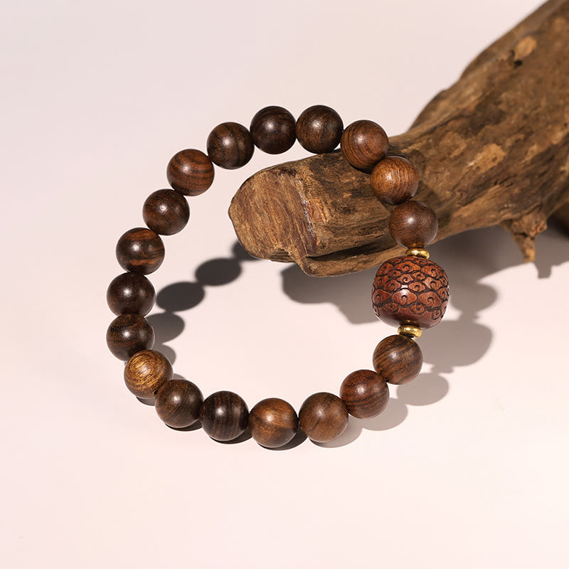 Fortune Jewel Rosewood Auspicious Clouds Totem Fu Character Bamboo Pattern Warmth Bracelet