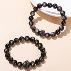 Fortune Jewel Natural Gold Sheen Obsidian Silver Sheen Obsidian Cute Cat Paw Claw Wealth Bracelet