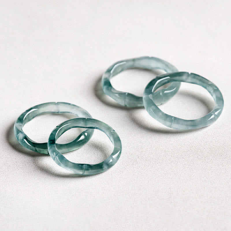 Fortune Jewel Natural Jade Bamboo Prosperity Abundance Ring