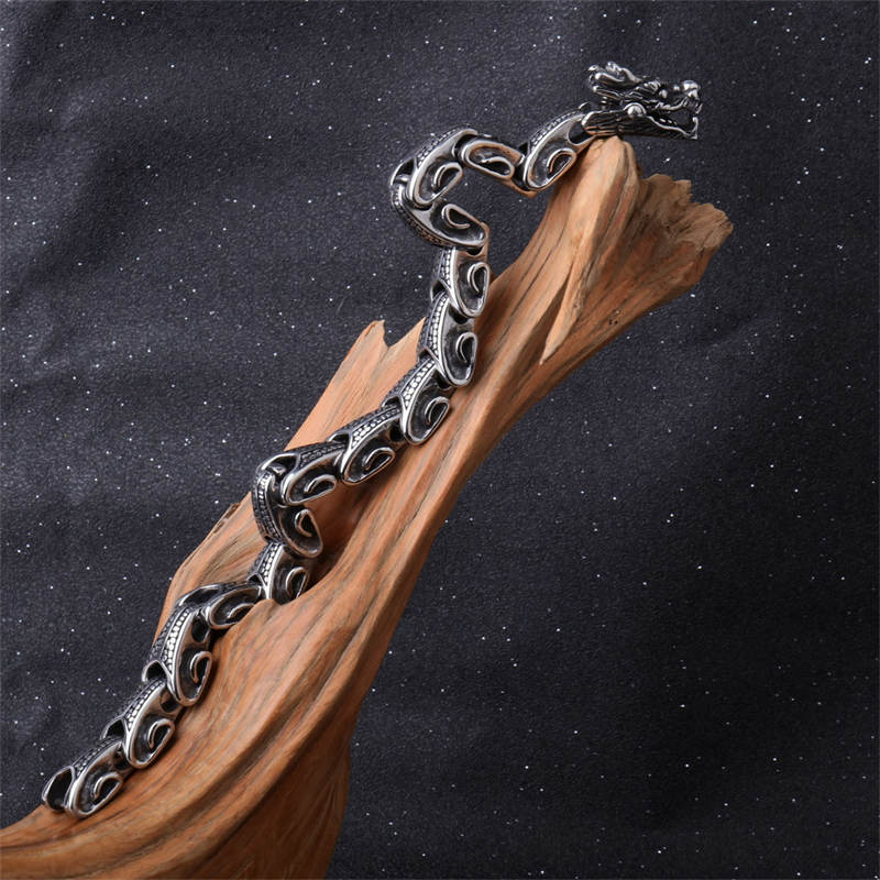 Fortune Jewel Dragon Titanium Steel Luck Bracelet Bangle Fortune Jewel