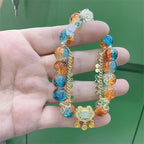 Fortune Jewel Colorful Liuli Glass Bead Chinese Lock Charm Fortune Bracelet