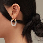 Fortune Jewel Round Jade White Jade Prosperity Earrings
