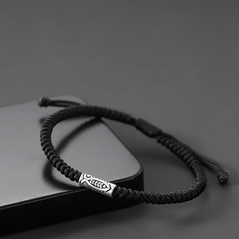 Fortune Jewel Tibet Koi Fish Wealth Black String Bracelet