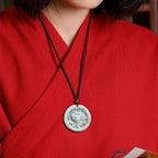 Fortune Jewel Natural Jade Lotus Flower Carved Prosperity Necklace Pendant Fortune Jewel