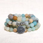 Fortune Jewel Tibetan Amazonite Stone Blessing Lotus Mala