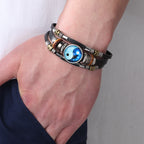 Fortune Jewel Yin Yang Leather Balance Bracelet