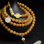 Fortune Jewel Natural Hetian Topaz Amber Lotus White Jade Pearl Success Bracelet